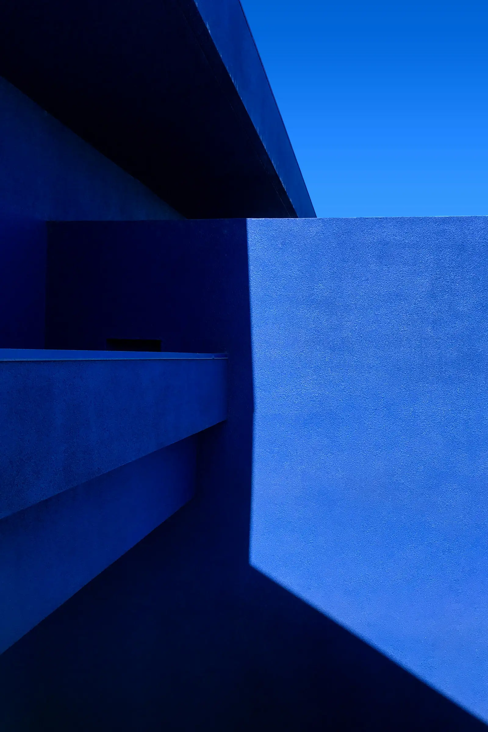 A building facade in saturated blue